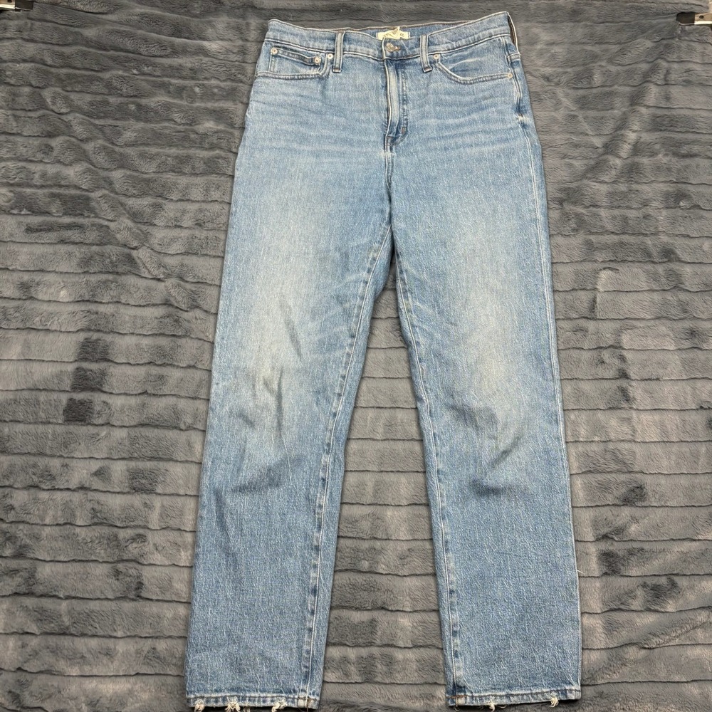 Madewell Classic Straight Full Length Jeans Light Wash Blue Denim Size 30